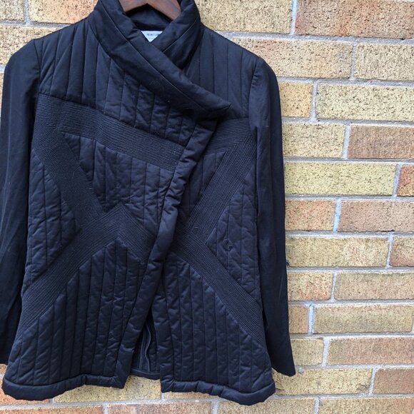 RARE Helmut Lang Asymmetrical Collar Coat Jacket Medium Black - Picture 7 of 9